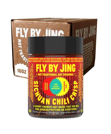 FLY BY JING Sichuan Chili Crisp 16oz XL BIG BOI | Deliciously Savory, Umami, Spicy, Tingly, Crispy All Natural Vegan Gluten-Free | Hot Chili Oil Sauce with Sichuan Pepper, Good on Everything