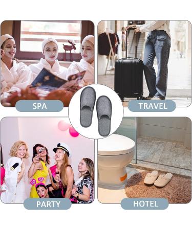 SATINIOR 12 Pairs Disposable Spa Slippers - Non-Slip Closed Toe Hotel Slippers - Grey - Medium-Large Size - Ideal for Women and Men - Buy Online on GoSupps.com