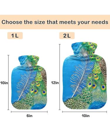 Naanle 2L Transparent Hot Water Bottle - Large Pfauenfedern Design for Heat & Cold Therapy | Ideal for Pain Relief & Comfort - Buy Online on GoSupps.com