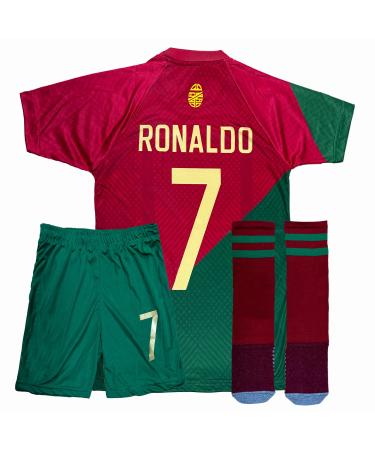 Msteco Portugal Soccer Legend #7 Jersey Fan Kids Unisex Jersey/Shorts Youth Sizes Home 7-8 Years