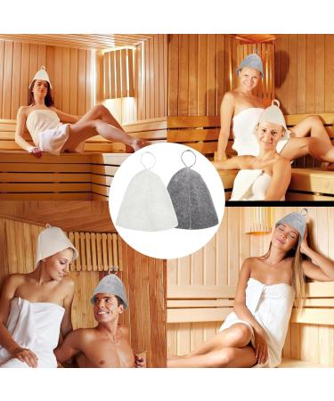 Buy Mhduyeg Sauna Hat Set - 2 Pieces (Gray & White) | Stylish Sauna Accessories for Men & Women | Perfect for Showers & Saunas | Includes Storage Bag - Buy Online on GoSupps.com
