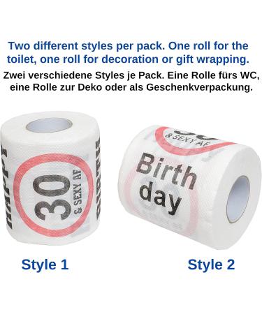 Happy 30th Birthday Toilet Paper - Funny 2-Pack Klopapier for Fun Decorations & Gifts - Buy Online on GoSupps.com