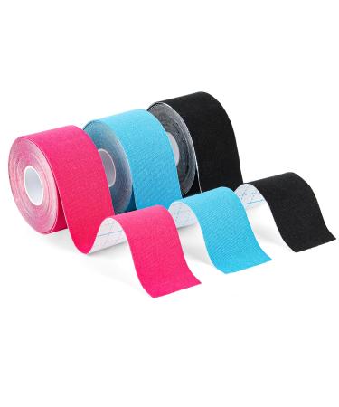 Kinesiology Tape 3 Rolls Kinesiology Elastic Kinesiology Tape Sports Kinesiology Tape for Muscles, 5 m x 3.8 cm, for Knee Joi