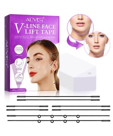 Mcukv Face Tape Lifting Invisible  60pcs Facelift Tape For Face Invisible With 8 Adjustable Bands  Instant Neck Facial Lifting Tape With String For Wrinkles  Double Chin  And Saggy Skin  Waterproof