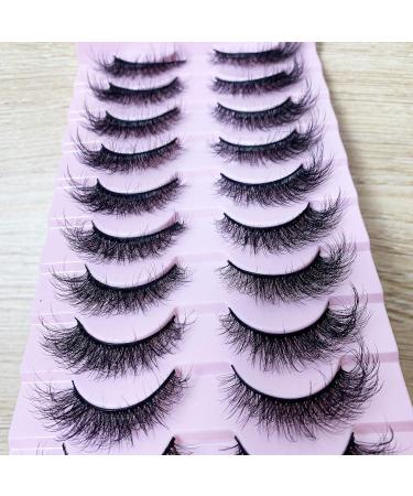 False Faux Mink Cat Eye 8D Wispy Lashes - 10 Pairs Pack for Dramatic Natural Look (15mm-8mm) - Buy Online on GoSupps.com