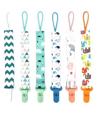 OnlyBP  Set 6 Baby Pacifier Holder Clip - Pacifier Clip for Boys and Girls Fits for Most Pacifiers - Protects Your Baby - Binkie Styles & Baby Teethers & Toys and Gift
