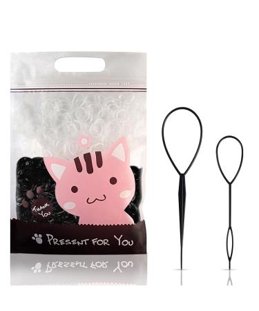 Mini hair tie 1000 pieces of elastic hair tie hair tie for children hair tie girls small hair tie with 2 pieces of ponytail manufacturer Styling Tool lichen tool black and transparent - Buy Online on GoSupps.com