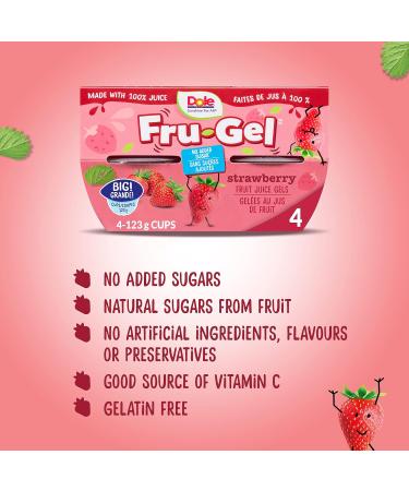 Dole Fru-Gel Strawberry Fruit Juice Gels Fun and Healthy School Snack your kids will love! Made with 100% Fruit Juice & No Added Sugar (123g 24 Total Cups) - Buy Online on GoSupps.com