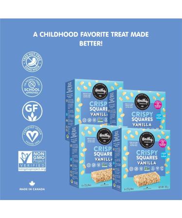 Healthy Crunch Rice Crispy Squares - Vanilla Flavor - Dairy-Free Gluten-Free Plant-Based Nut-Free Low-Sugar Vegan Non-GMO Kosher - 6 Pack - Buy Online on GoSupps.com