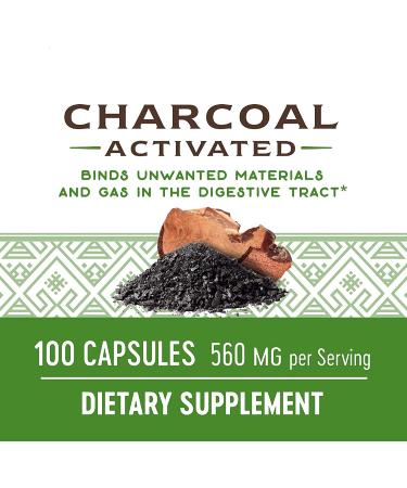 Nature's Way Activated Charcoal 560mg - 100 Capsules | Binds Unwanted Materials and Gas | Pack of 1 - Buy Online on GoSupps.com