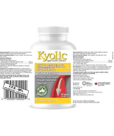 Kyolic - Cholesterol Control with Lecithin 90 Capsules - Kyolic Cholesterol Formula 104 - Cholesterol Lowering Supplement - Kyolic Aged Garlic Extract Capsules - Heart Health & Immune System Support 90 count (Pack of 1) - Buy Online on GoSupps.com