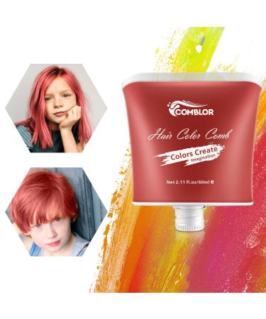 Temprary Hair Dye Comblor Red Hair Dye for Dark Hair Hair Chalks for Girls Wash Out Hair Colour Kids Gifts for Birthday Christmas Halloween Crazy Hair Day Children's Day Red 60 g (Pack of 1)