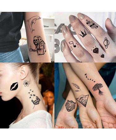 52 Tiny Small Temporary Tattoos for Kids & Adults - Tribal Animals, Butterflies, Anchors, Compass, Flowers - 3D Fake Tattoo Stickers for Neck, Arm, Hands - Cute Face Tattoo Kits - Buy Online on GoSupps.com