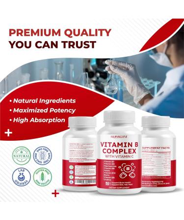 Vitamin B Complex Vitamin B1 B2 6,9,12 Niacin with Vitamin C - Support Brain Health Energy Levels Skin Hair and Nails - Made and Tested in The USA 150 count (pack of 1) - Buy Online on GoSupps.com