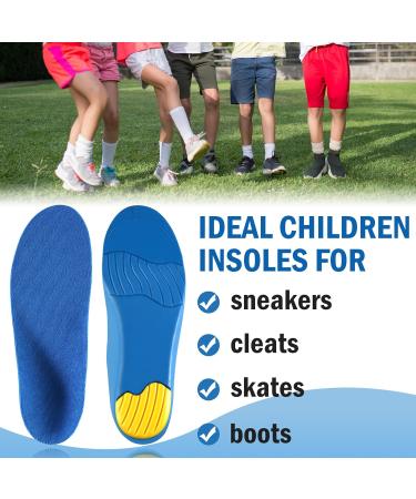 Kids Orthotic Arch Support Insoles for Flat Feet & Heel Pain - Blue (UK 12.5-1 / EU 31-33) - Buy Online on GoSupps.com