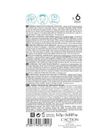 L'Action Paris Wrinkle Reducer Gel Patches - Anti-Aging Treatment for Eyes (1 Pack) - International Shipping Available - Buy Online on GoSupps.com