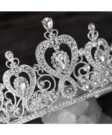 SWEETV Princess Tiara Crown - Silver Wedding Bridal Hair Accessories for Women & Girls - Buy Online on GoSupps.com
