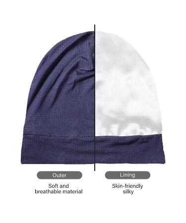 2-Piece Silk Satin Bonnet Set for Men with Natural Curly Hair - Black & Navy Blue - Buy Online on GoSupps.com