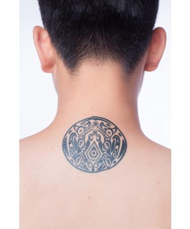 Yeeech Temporary Tattoos for Men Wolf Waterproof Arm Chest Neck Geometric American Tribal Large Small Long Lasting Fake Tattoo Black Green(2 Sheets) 6x8.2 Inch