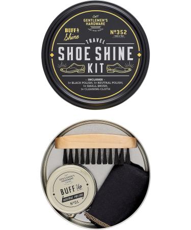 Gentlemen's Hardware Men's Leather Shoe Shine Tin Travel Kit Neutral/Black 1-Brush - Buy Online on GoSupps.com