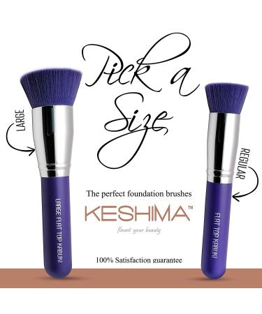 Keshima Flat Top Kabuki Foundation Brush - Premium Makeup Brush for Liquid, Cream, and Powder - Buffing, Blending, and Face Brush in Regular Size Neon Purple - Buy Online on GoSupps.com