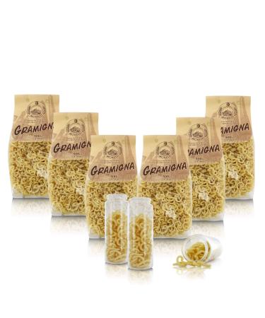 Antico Pastificio Morelli 1860 Srl Gramigna Wheat Semolina Pasta - Regional Italian Typical Pasta - Pack of 6 x 500 g