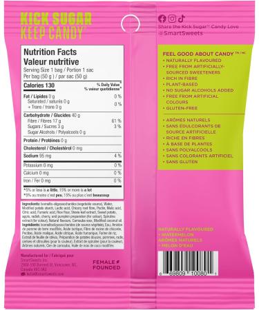 SMART SWEETS Low Sugar Sourmelon Bites Candy Fruity Free of Sugar Alcohols & Tropical Sours 50g (Pack of 14) Candy with Low Sugar Low Calorie - Buy Online on GoSupps.com