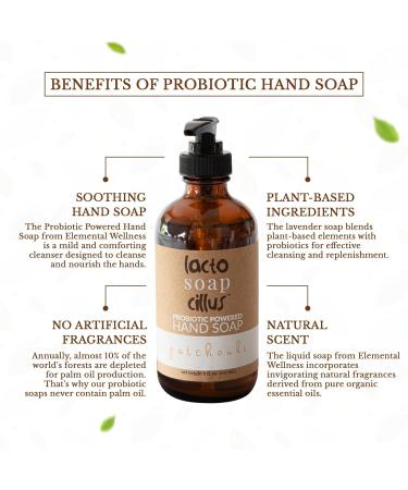 Lactosoapcillus Probiotic Hand Soap - Natural Vegan Patchouli Scent - Skin-Loving Essential Oils - 8 fl oz - Buy Online on GoSupps.com