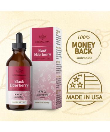 HERBAMAMA Organic Black Elderberry Liquid Extract - Alcohol-Free Elderberry Tincture for Adults - Vegan Cough Drops Supplement - 4 fl oz - Buy Online on GoSupps.com