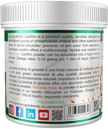 Premium Quality Vegan Sunflower Lecithin Powder 100g | Non-GMO, Gluten Free | Recyclable Container | Pack of 1 - Buy Online on GoSupps.com