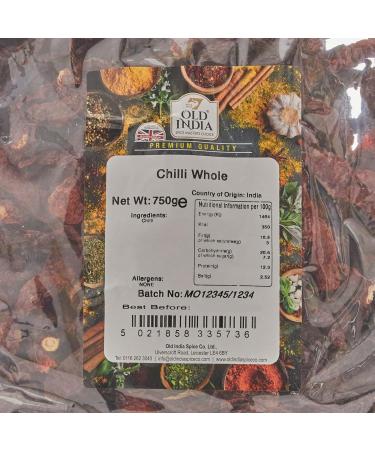 Old India Chilli Whole 750g - Premium Quality Whole Chilli for Authentic Indian Cooking - Buy Online on GoSupps.com