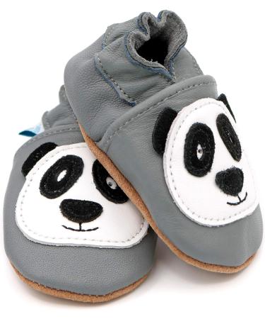 Dotty Fish Soft Leather Baby Shoes | Non Slip Toddler Shoes | Animal Designs for Boys & Girls | 0-6 Months - 4-5 Years | Grey & White Panda - Buy Online on GoSupps.com