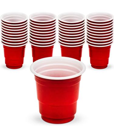 DecorRack 2 Oz Shot Glasses Plastic Shot Cup Disposable Party Cups Mini Cups Shot Glasses Red (40 Pack)