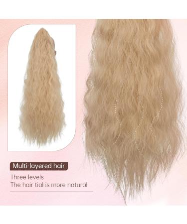Ponytail Extension 32 Inch Drawstring Hairpiece for Women - Long Curly Corn Wavy Synthetic Ponytail with Brown mix Golden Blonde Highlights - Perfect for Daily Use & Parties - Buy Online on GoSupps.com
