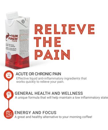 Pain Punch Plus Pack of 4 - Helps Support Cognitive Health & Brain Function Pain Relief Product w/Turmeric Vegan Omega-3 & Natural Caffeine Quick Pain Relief for Acute Pain and Energy | 4 x 236ml - Buy Online on GoSupps.com