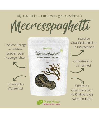 Organic Sea Spaghetti Algae Noodles - Premium Gluten-Free Raw Vegan Paleo | Pureeraw 30g Dried Brown Seaweed Noodles - Buy Online on GoSupps.com