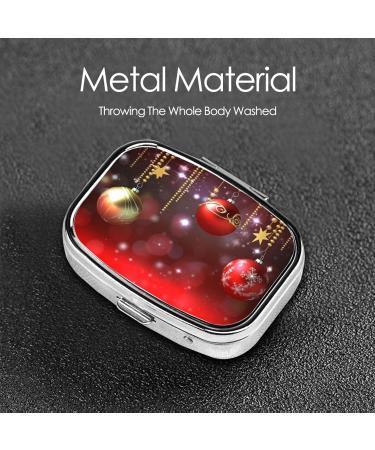 Merry Christmas 2 Compartment Small Pill Case | Cute Travel Pill Organizer for Pocket & Purse Gifts - Buy Online on GoSupps.com