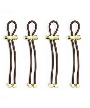 Pulleez Pony Party Sliding Ponytail Holder  Set of 4 - Gold Metalized Charms - Chocolate Elastic Hair Tie Bracelet - Buy Online on GoSupps.com