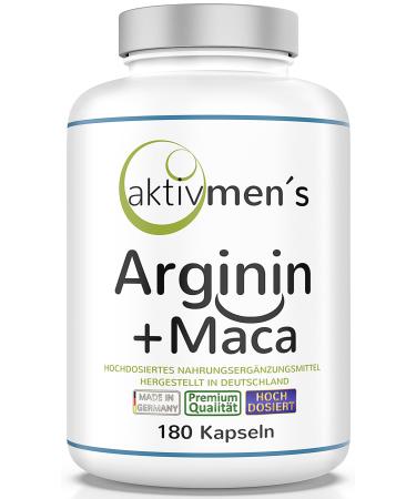 Activated arginine + maca high -dose - for strongly active men - from experts* laboratory testing - 180 capsules - vegan - vegetable - L -arginine base maca root extract 20: 1-1 can (1x138g) - Buy Online on GoSupps.com