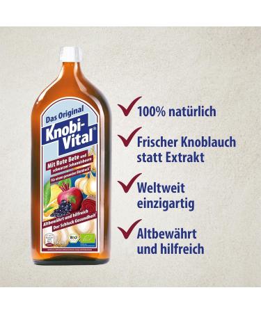 KnobiVital without added sugar organic 2 x 960 ml highly concentrated garlic juice with thiamine for energy nerves and heart vegan natural and without additives 960 ml 2er Pack - Buy Online on GoSupps.com