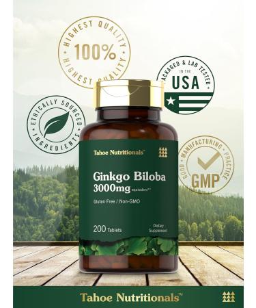 Carlyle Ginkgo Biloba | 200 Vegetarian Tablets | Extra Strength | Non-GMO Gluten Freen Formula | by Tahoe Nutritionals 200 Count (Pack of 1) - Buy Online on GoSupps.com