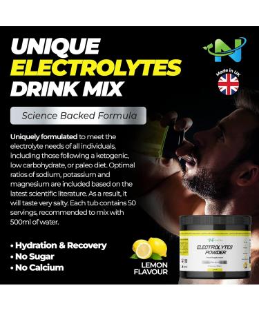 Nutrality Electrolytes 350g Powder - Refreshing Lemon Flavor | 50 Servings, No Sugar, Magnesium, Keto, Recovery - Paleo & Vegan Friendly - Buy Online on GoSupps.com