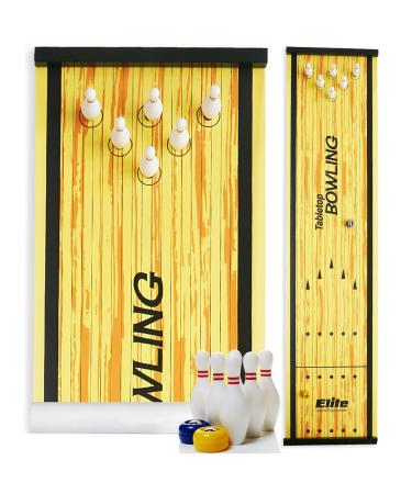 Elite Sportz Bowling Game - Indoor Table Games for Whole Family, Kids and Adults - Portable Set w/Lane, 6 Pins, 2 Bowl Bearings - Play at Home Or Traveling