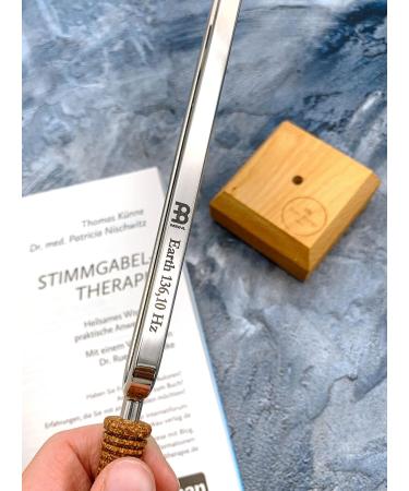 Sonic Energy Beginet Set 'Earth' - 136.10 Hz Tuning Fork with Wooden Stand & Therapy Guide | Boost Wellness - Buy Online on GoSupps.com