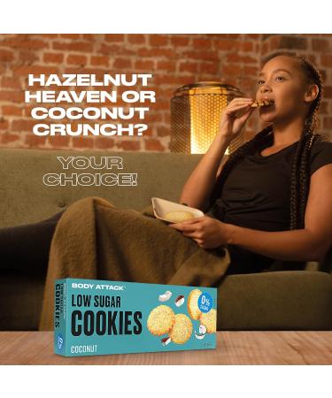 Body Attack Low Sugar Coconut Cookies - 130g | Protein Snack No Aspartame Made in Germany - Buy Online on GoSupps.com