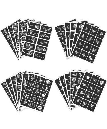 FANOST Tattoo Stencils Kit - 24 Sheets, 400 Designs for Kids, Teens, Adults - Henna, Airbrush, Real Tattoos - Face, Hand, Finger Stencils - Buy Online on GoSupps.com