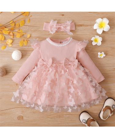 PatPat Baby Girl Long Sleeve Tutu Dress | 12-18 Months | Light Pink - Buy Online on GoSupps.com