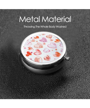 Cute Colorful Red Hearts Portable Metal Pill Box | Round Mini 3-Compartment | Travel Essential for Small Pills | Hinged Design - Buy Online on GoSupps.com