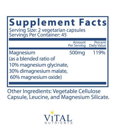 Vital Nutrients Triple Mag 250mg - 90 Vegetarian Capsules for Optimal Magnesium Support - Buy Online on GoSupps.com