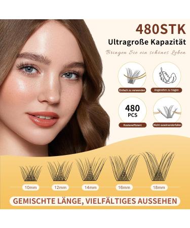 QUEWEL 480PCS Eyelash Cluster Kit - DIY Individual Eyelash Extensions Set Long-Lasting Glue & Remover - Perfect for Travel - Natural-D Mix - Buy Online on GoSupps.com
